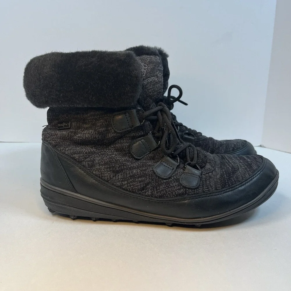 Columbia Heavenly Chimera Shorty Omni Heat Winter Snow Boots Black Women's Sz 10